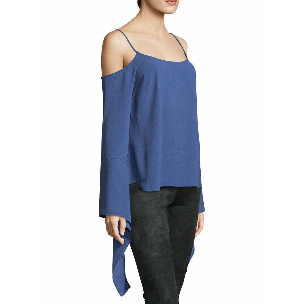 BCBGMAXAZRIA Nicholette Cold Shoulder Top In Vintage Blue Size XS